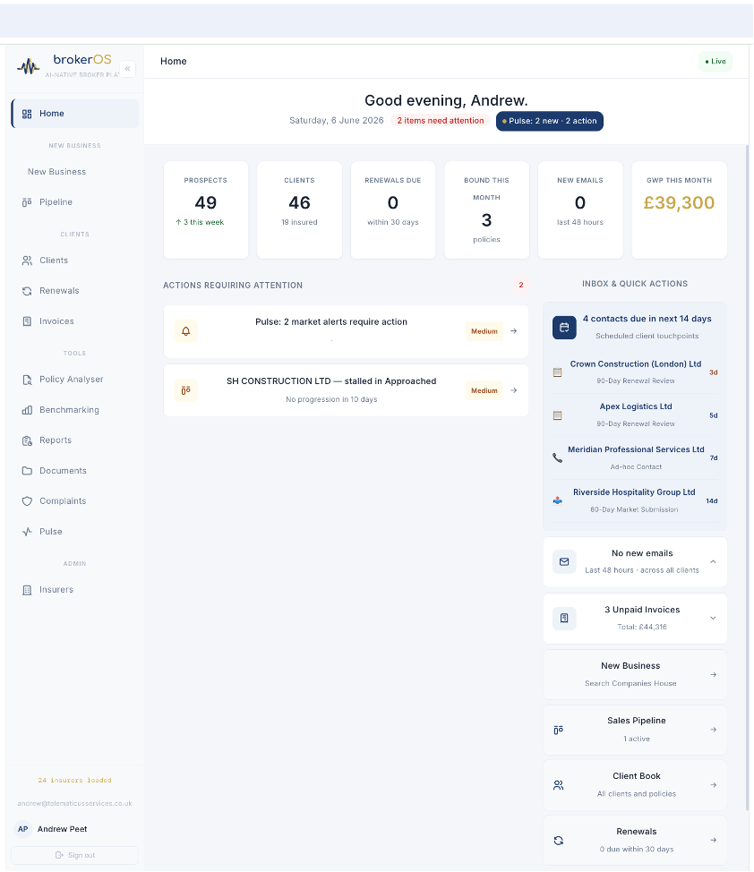BrokerOS dashboard
